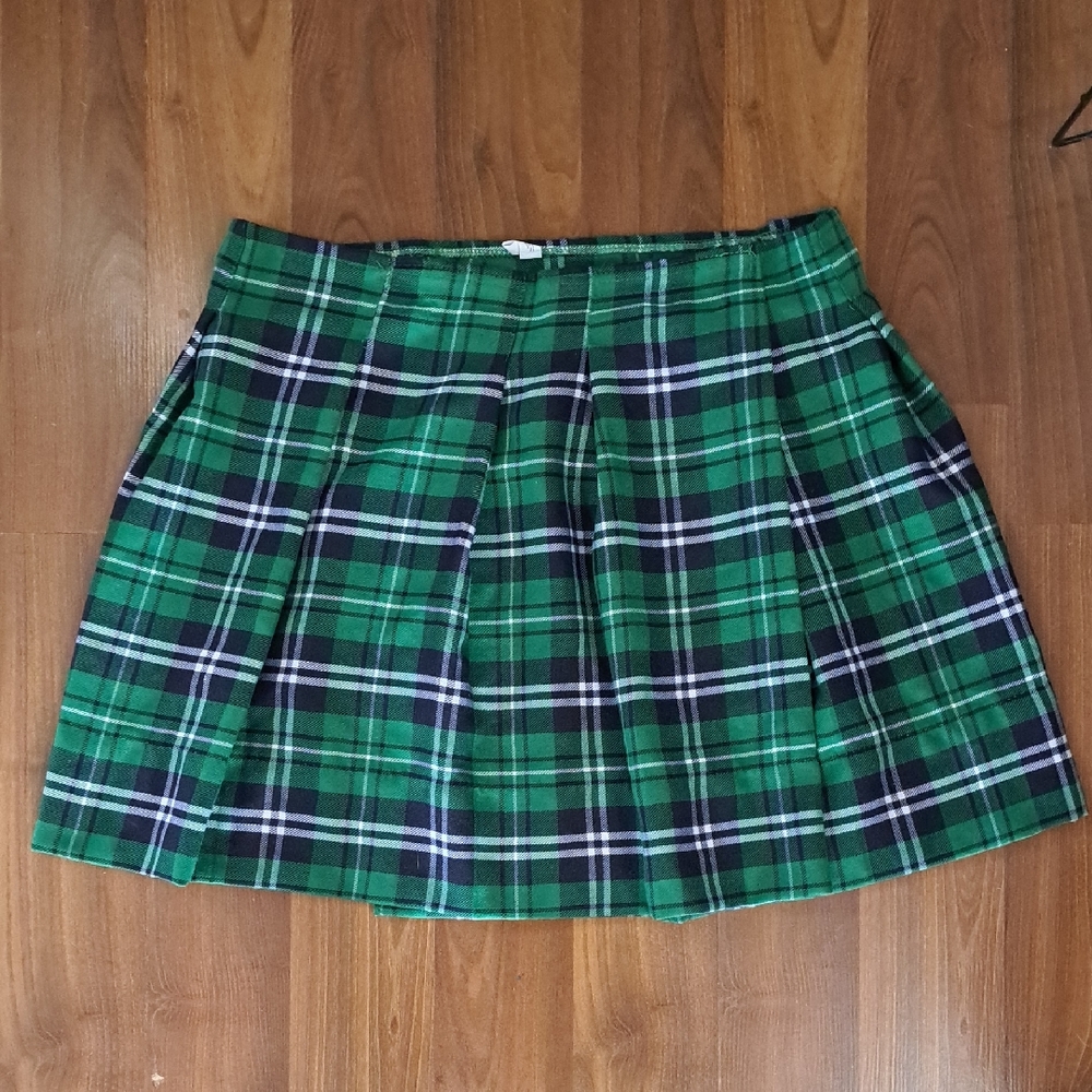 Spencer's Green and Blue Plaid A-Line Skirt